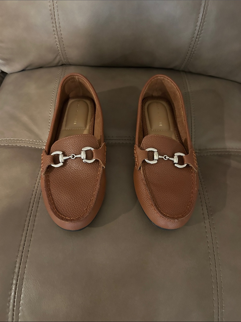 Kelly & Katie Chestnut Brown Leather Bit Slip-Ons